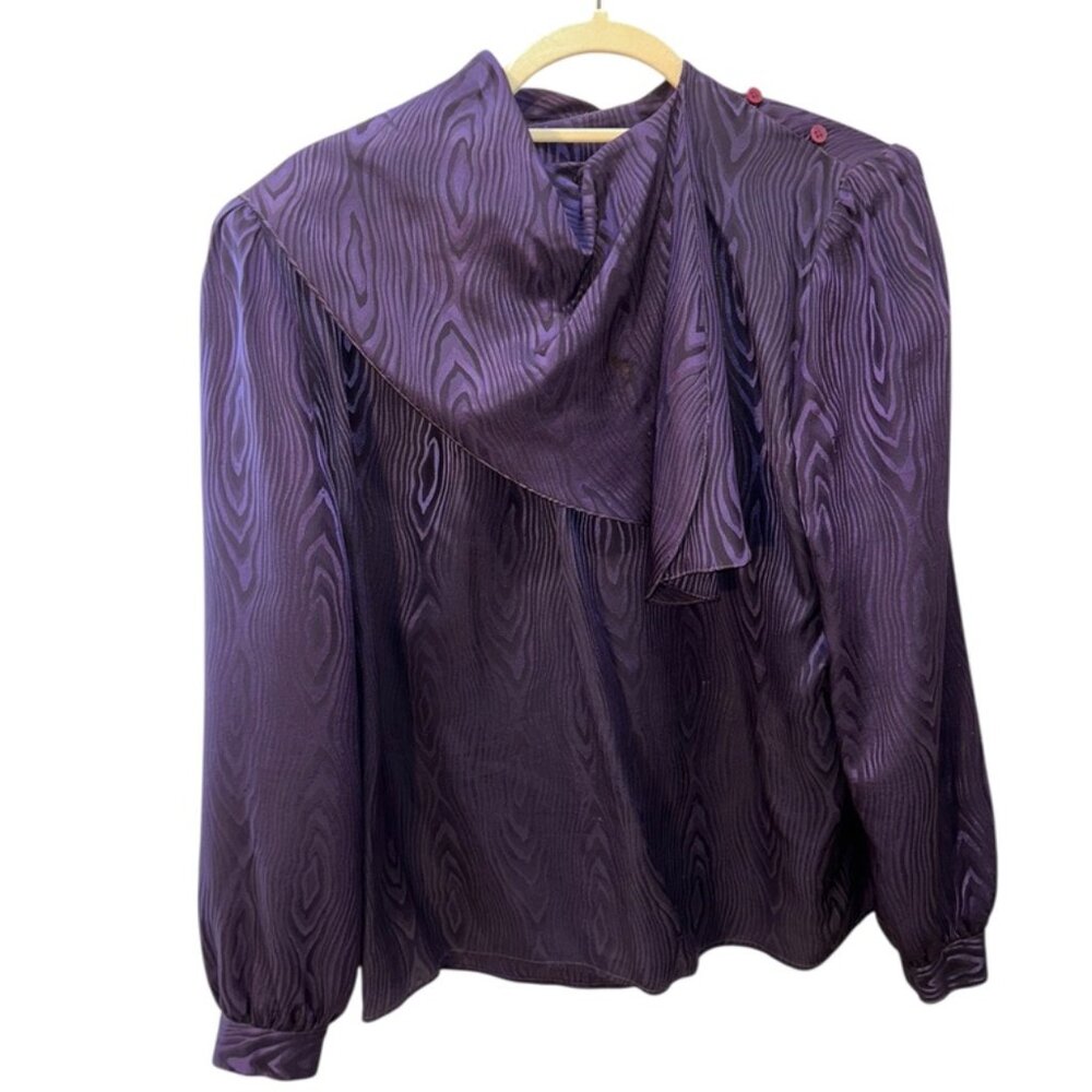Levante grape purple 100% Silk Vintage 90s blouse top 12